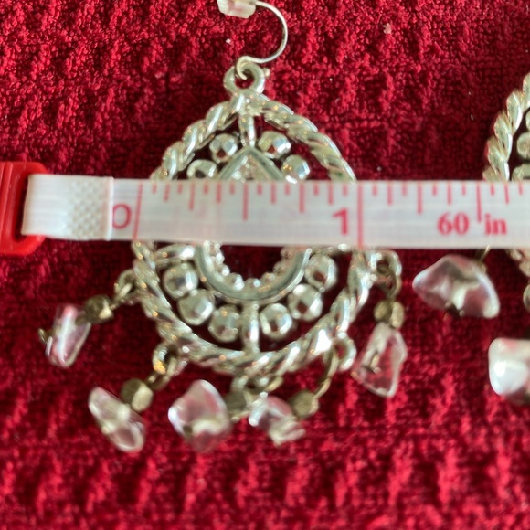 Silver Tone Teardrop Shape Dangle Earrings - Picture 3 of 4